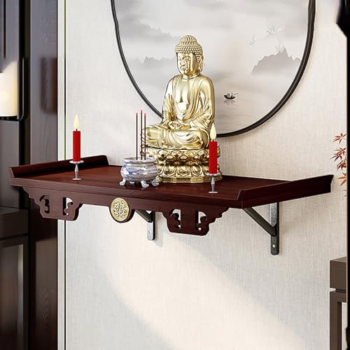 Armoire Guanyin murale et sanctuaire ancestral en bois massif sculpté