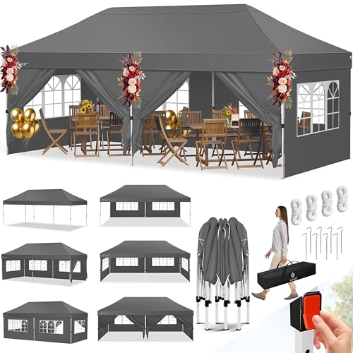 KESSER® Pavillon Faltpavillon 6x3m Festzelt mit 6 abnehmbaren Seitenwänden | Gartenzelt Höhenverstellbar & Wasserdicht + Tasc