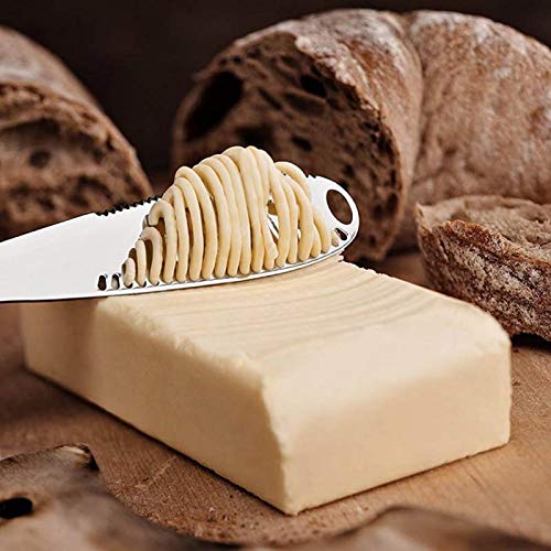 Suuker Stainless Steel Butter Knife Spreader with Curling Holes,Scooper and Planer,3 in 1 Butter Gadgets Spreader Knife,Multi-function Butter Tools (1PCS) - Thumbnail 4