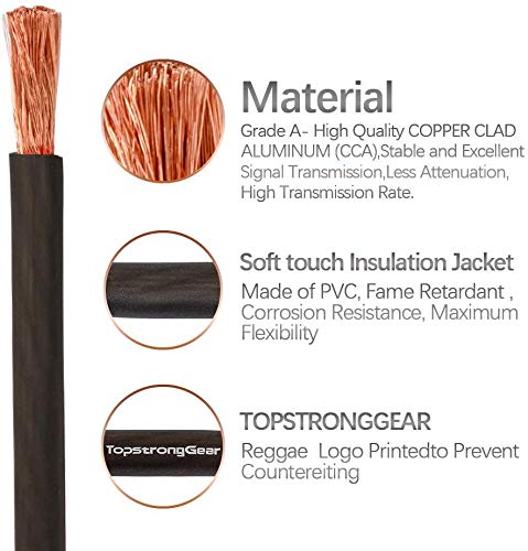 TOPSTRONGGEAR 8 Gauge Black 25ft Power/Ground Wire True 8 AWG Power Wire-True Spec and Soft Touch Cable (Black)