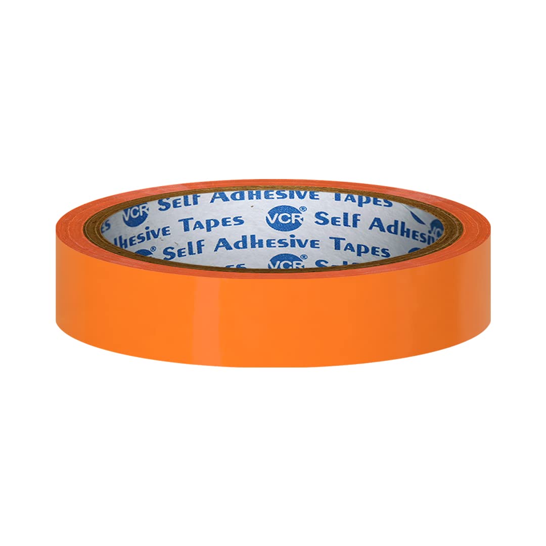 VCR Orange Color Tape - 50 Meters in Length - 18mm / 0.75" Width - 01 Roll Per Pack - BOPP Self Adhesive Tape for Arts and Craft use, Box Packing, Office and Home use-image-9