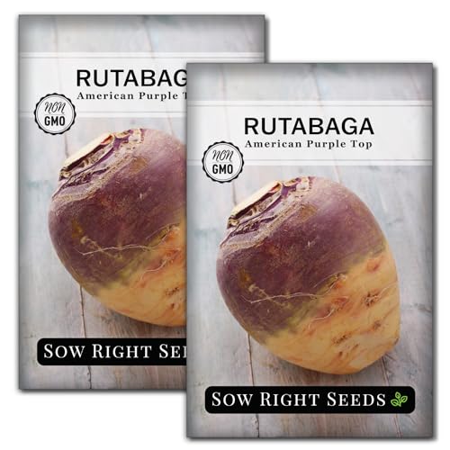 Sow Right Seeds - American Purple Top Rutabaga Seeds for Planting - Non-GMO Heirloom Packet with Instructions to Grow an Outdoor Home Vegetable Garden - Yellow Flesh Rutabaga - Sweet Root Crop (2)