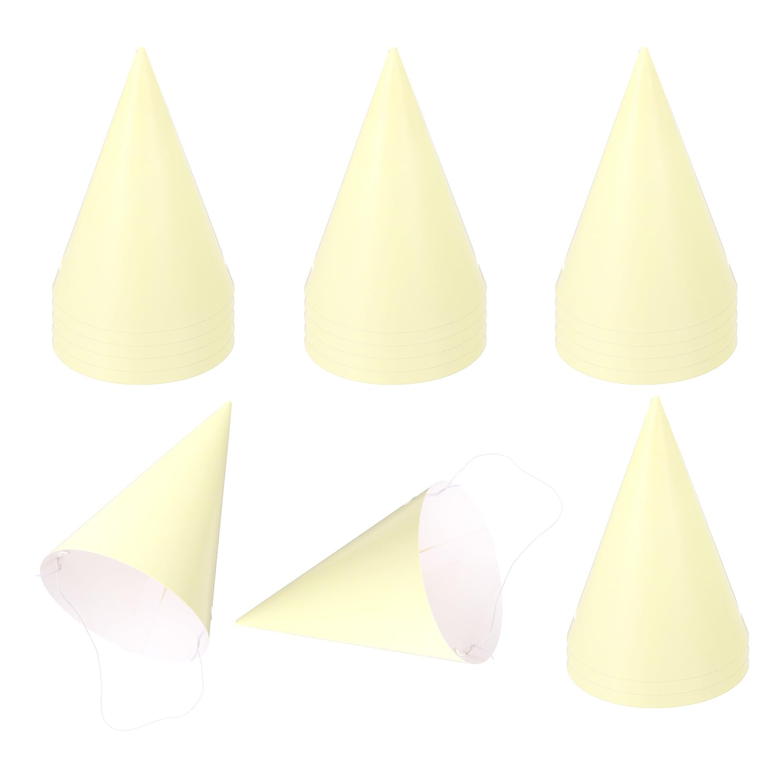 sourcing map 20Pcs Mini Birthday Party Hats, Colorful Paper Party Hat, Adjustable Cone Caps Birthday Decorations for Stuffed Animals Adults Parties Supplies Wedding Celebration, Light Yellow