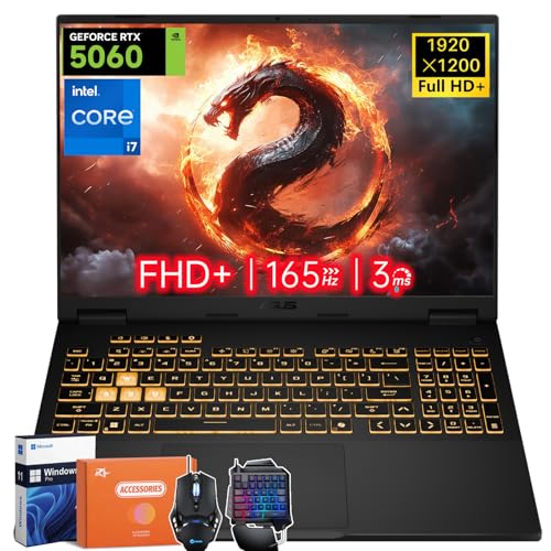 Image of ASUS TUF F16 Gaming Laptop 2025, Intel 14th i7-14650HX(Up to 5.2GHz), NVIDIA GeForce RTX 5060, 16 Inch FHD+ 165Hz, 64 GB DDR5, 1 TB SSD, Backlit Keyboard, Wi-Fi 6E, Windows 11 Pro, w /Accessories