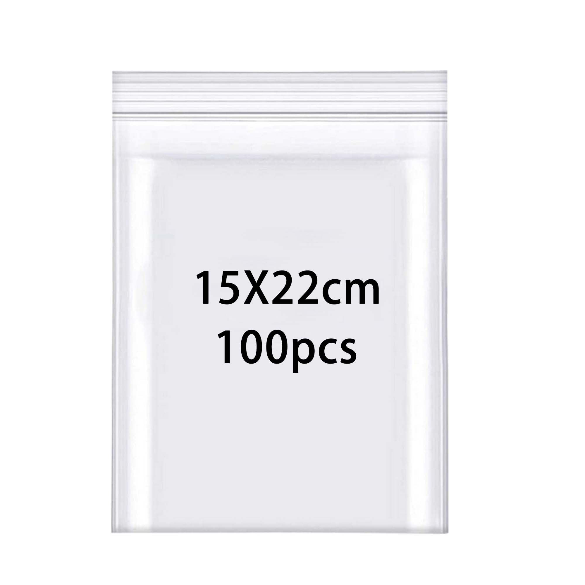 Rshuhx 100pcs Clear Grip Seal Bags, Heavy Duty Resealable 160μm 15cmX22cm for Books Documents, Clothes, Jackets, Shirts, Hats
