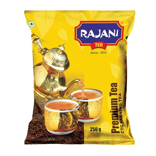 Image of RAJANI Premium Fanning Tea Powder (250gm), Pure Assam CTC Process Kadak Chai Patti | Rich Flavoured Premium Black Tea Powder with Strong & Refreshing Aroma