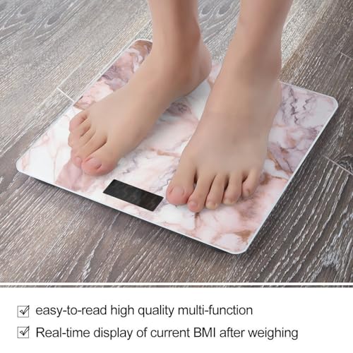 Báscula digital con diseño mármol blanco y rosa, 180 kg miniatura 5