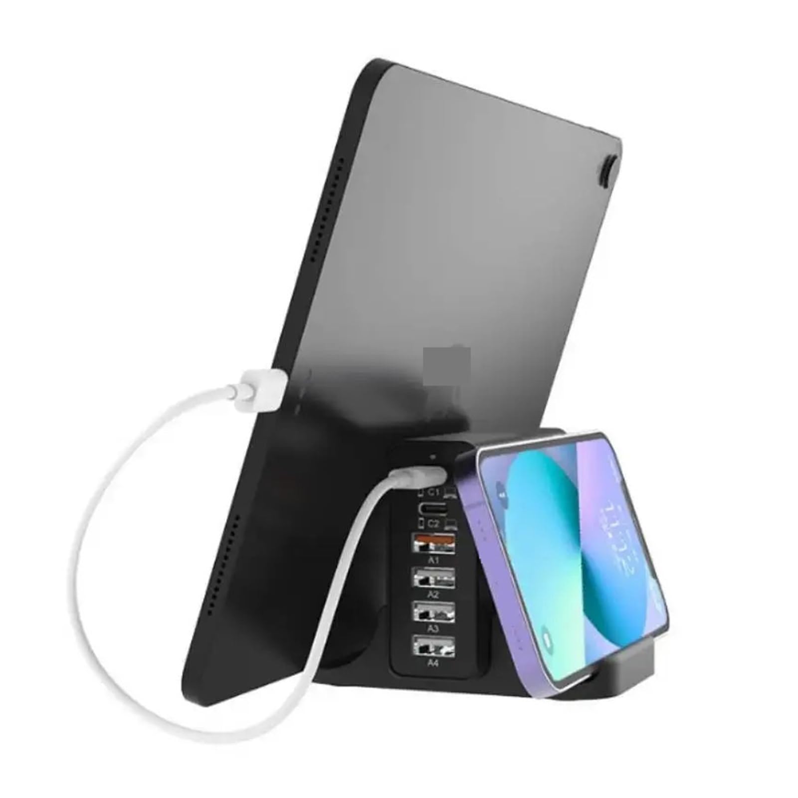 Cargador USB De 80W PD QC3.0, Protocolo Dual, Carga Rápida, 6 Puertos, Estación Múltiple
