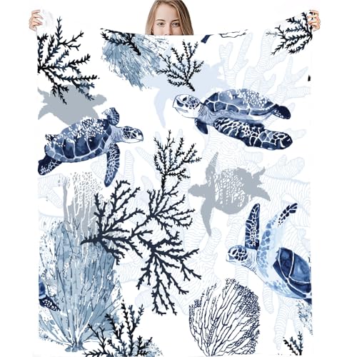 LINGXUQK Sea Turtle Fleece Throw Blanket...