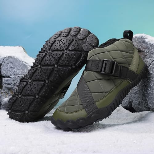 Image of Winter Footwear Barefoot Shoes Women Men Zero Drop Barefoot Hiking Boots Slip On Warm Waterproof Snow Boot Minimalist Wide Toe Ankle Booties Five Finger Hike Shoes Outdoor
