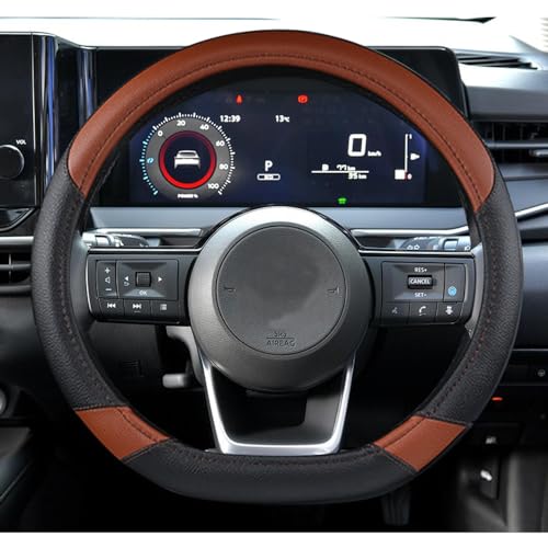 LEXLEYS 日産 新型ノート E13系 e-POWER 新型オーラ セレナ CA28系 エクストレイル T33系 キックス P15系 専用設計 本革ハンドルカバー カスタム パーツ AUTECH ドレスアップ 内装 汚れ防止 引っかき傷対策【ブラック+