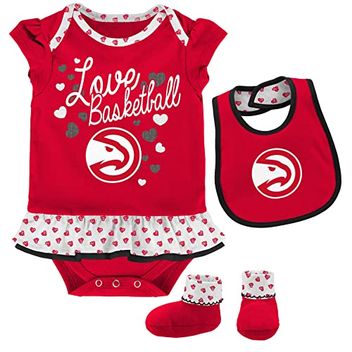 Outerstuff NBA Infants (12M-24M) Atlanta Hawks Little Sweet Creeper Bib and Bootie Set, 12M
