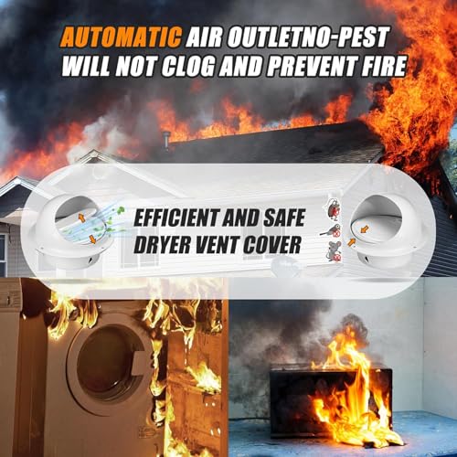 Image of Matework Dryer Vent Cover Outside, 4 Inch Stainless Steel Round Dryer Vent, Auto-Open Wall Vent, White (Pack of 2)