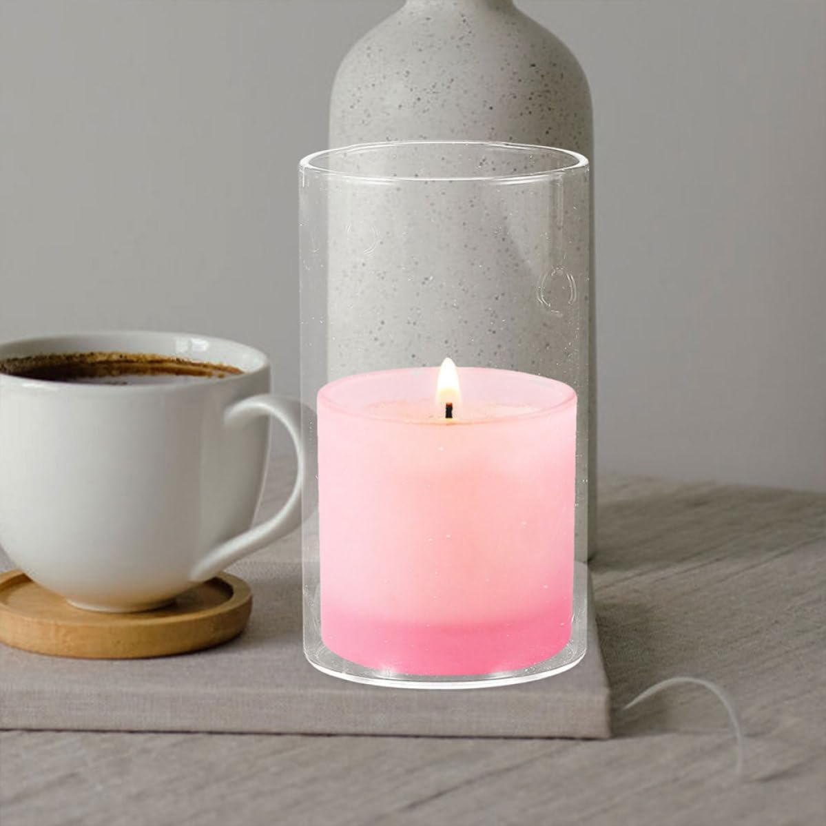 3pcs Glass Candle Covers Cylinder Tube Shade for Tea Lights | Open-ended Design, Glass Construction, Home Decoration and Party Use, Style for Calm Ambiance