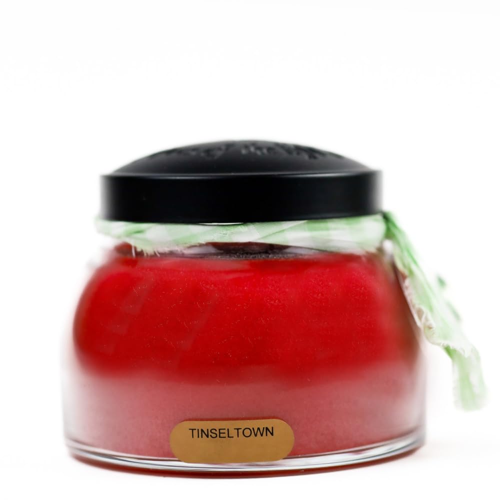 A Cheerful Giver - Tinseltown - 22oz Mama Scented Candle Jar with Lid - Keepers of The Light - 125 Hours of Burn Time, Gift for Women, Red