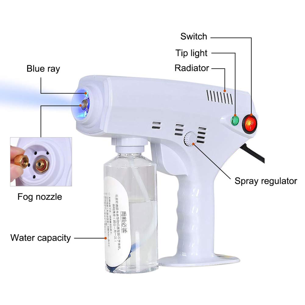 Disinfettante Portatile Pistola a Vapore 1200W Fogger Portatile per Macchina del Fumo Fogger 250ML Nebulizzatore per Auto da Interno casa,EU