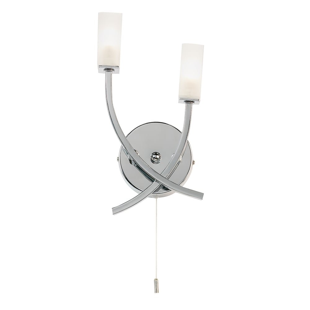 Luminosa Lighting Luminosa Havana 2 Light Indoor Wall Light Chrome With Acid Etched GlassG9 from B&Q