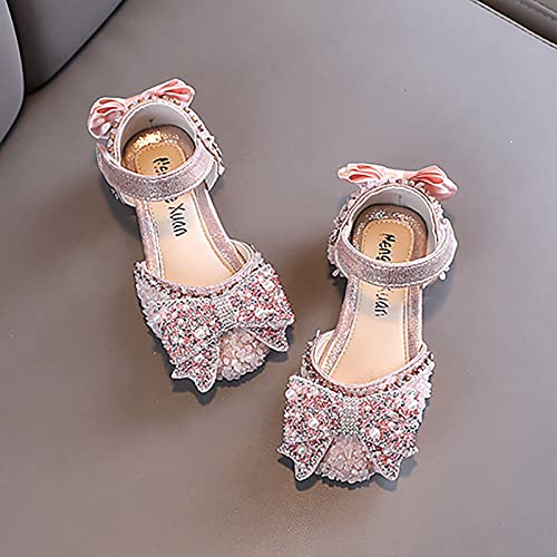 Generic Spring Autumn New Children Girls Flat Pearl Crystal Shoes Bow Princess Shoes PU Leather Solid Toddler 7 Shoes Girls3