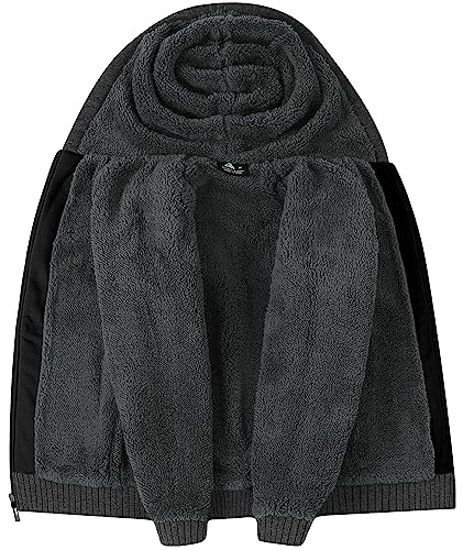 LLdress Boys Hoodie Kids Fleece Sherpa Lined Jacket Youth Zip Up Heavyweight Hooded Sweatshirt Teen Winter Warm Coat3