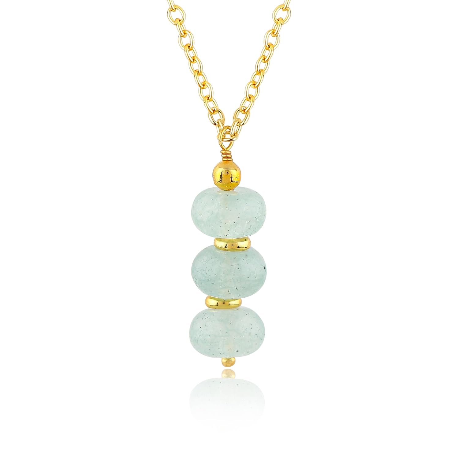 Rondelle Beads Necklace – Crystal Beads, 16+2 Inch Adjustable Chain – Hypoallergenic Gold Plated – Handmade Boho Jewelry for Women – Elegant Gift for Her