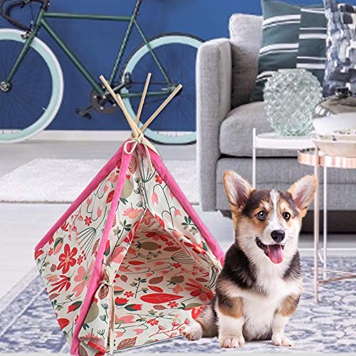 Hundezelt Haustier Katze Zubehör für kleine Hunde-Haustier Tipi Kätzchen Indische Zelte Waschbare Leinwand Haustierzelt Katzenbett