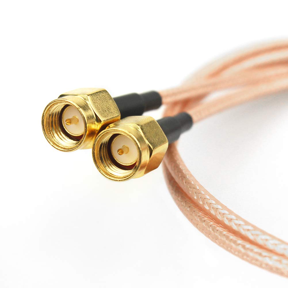 2 szt. RG316 skoczek przewodowy SMA męski na SMA męski przedłużanie anteny Wi-Fi RF kabel koncentryczny adapter do radia Wi-Fi zewnętrzna antena urządzeń SDR FCC (50 cm)