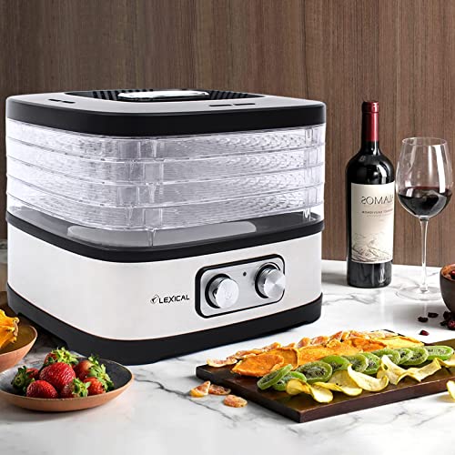 Dörrautomat mit Temperaturregler Edelstahl Dörrgerät für Lebensmittel Fleisch Früchte Gemüse mit herausnehmbar 5 transparente Tabletts Food Dehydrator, 5 Etagen/240W – Bild 3