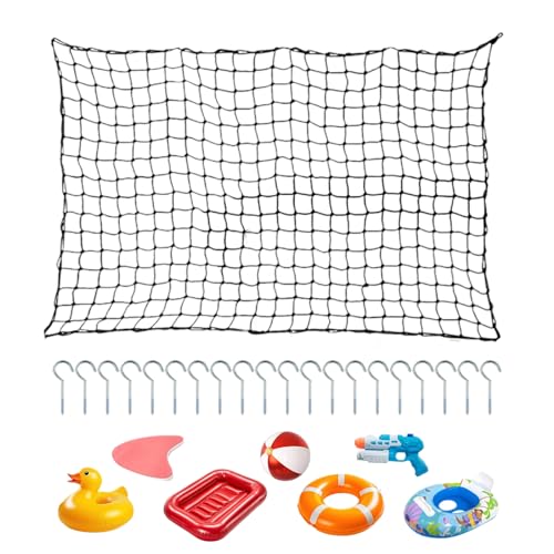 Pool Toy Storage Net, Heavy-Duty Large Mesh Bag, Durable Swim Toy Organizer, Includes 20 Screw...