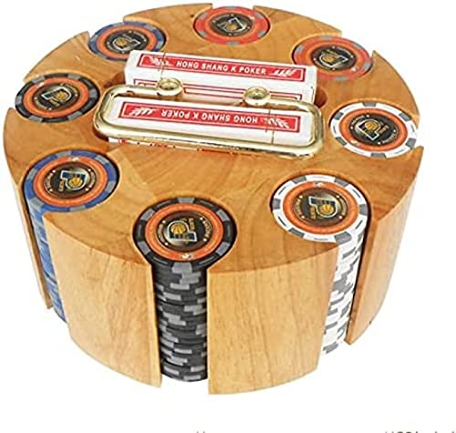 Plateau de rangement rotatif pour jetons de poker dans un carrousel en bois, accessoires de fête de casino pour Blackjack, Texas Holdem, jeux familiaux, capacité de 300 jetons