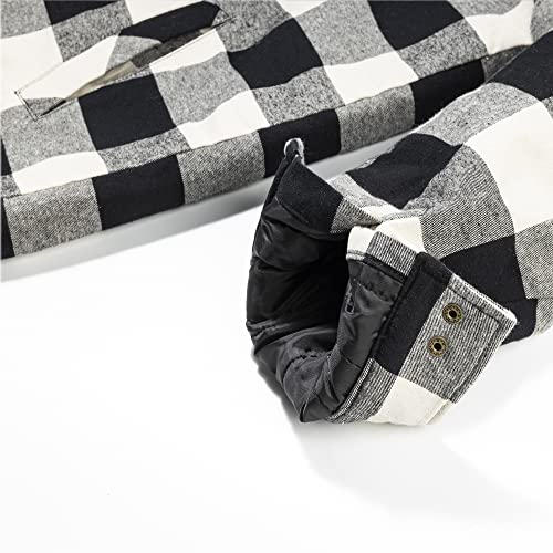 Image of COEVALS CLUB Men's Flannel Shacket Casual Button Snap Sherpa Quilted Lined Premium Jacket Shirts
