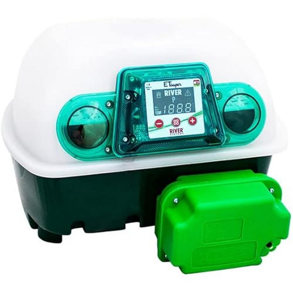Incubadora digital ET12 SUPER con unidad giradora de huevos OVOMATIC - RIVER Systems - Capacidad 12 huevos de tamaño mediano y 48 pequeños