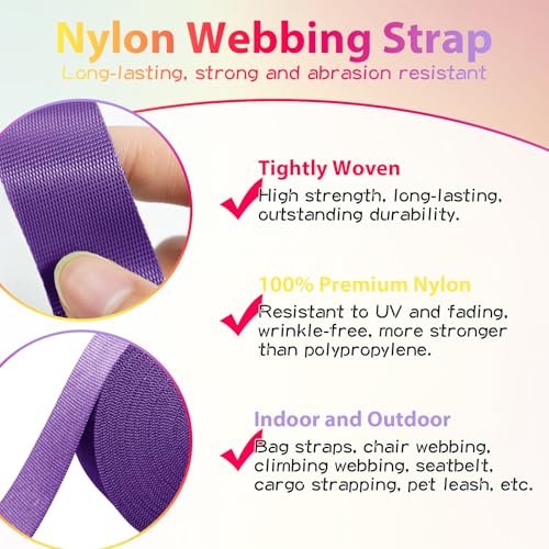 Image of Nylon Webbing 1 inch 1.5 inch Nylon Strap Webbing Straps, 3.3 10 25 50 Yards Webbing Strapping for Bags /Lawn Chair /Climbing Outdoors Crafting DIY Gear Repair