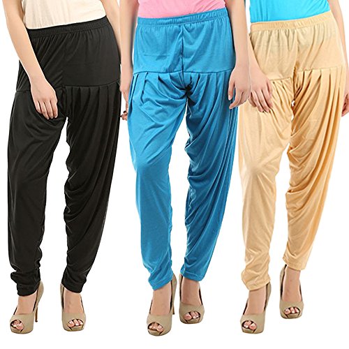 Image of Buy That Trendz Patiyala Pants for Women 3 Combo Patiyala Salwar Harem Viscose Bottoms Pants for Women