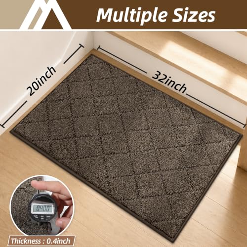 Image of COSY HOMEER Edging Stair Treads Non-Slip Corner Indoor Stair Runners for Wooden Steps,Landing Slip Resistant Stair Rugs for Kids and Dogs, 100% Polyester TPE Backing,Brown,20 inchX32 inch