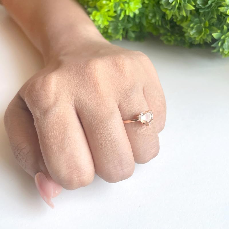 Heart Cut Morganite Bridal Solitaire Enagement Ring for Women, 14K Gold Finish 925 Silver Ladies Morganite Heart Solitaire Ring