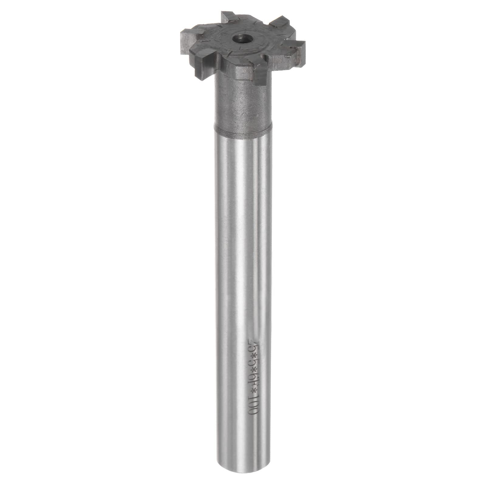 sourcing map Fraises à rainure en T, 5 mm de profondeur, 25 mm de diamètre, tige de 12 mm de diamètre, 6 cannelures en T pour acier inoxydable, cuivre, aluminium