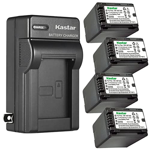 Kastar 4-Pack Battery and AC Wall Charger Replacement for Panasonic HC-W580K, HC-W580GK, HC-W580MGK, HC-W850, HC-W850EB, HC-W850M, HC-W850GK, HC-W850MGK, HC-W850K, HC-W870M, HC-V785K Full HD Camcorder