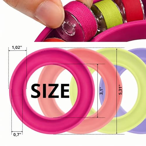 Image of 8 PCS Round Bobbin Holders for Sewing - Bright Color Silicone Sewing Bobbin Holder Set, Flexible Sewing Machine Bobbin Holder Rings for Thread Organization & Sewing Bobbin Storage