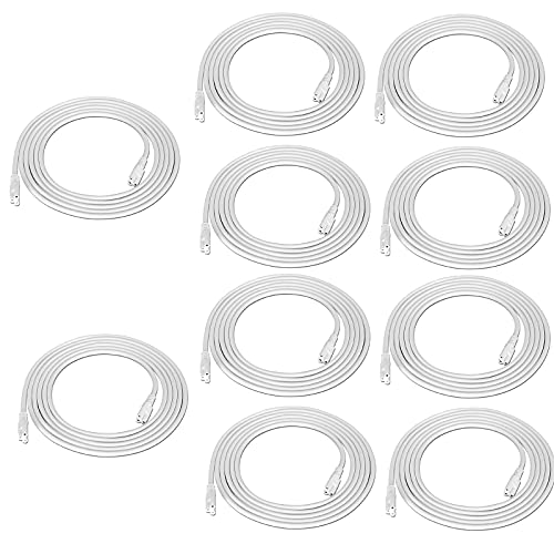 GOCuces T5 T8 Extension Cords 10ft,3-Prong Linkable Power Cable,Pack of 10,LED Connector Female for Under Cabinet Lights,LED Shop Lights,Integrated Tube Light Lamp Connecting Wire