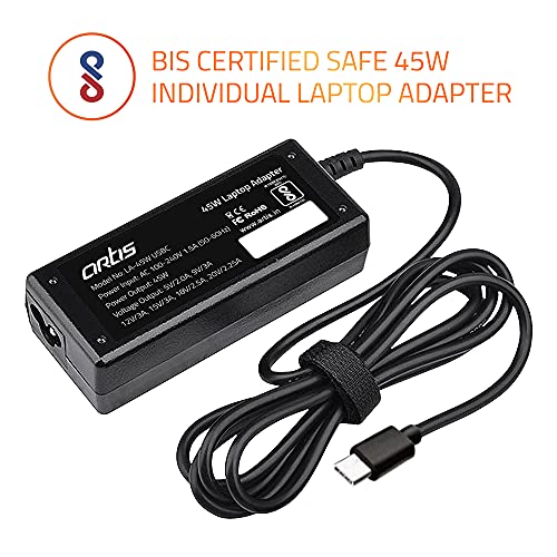 Image of Artis 45W USB Type C Compatible Laptop Adapter with Power Cable