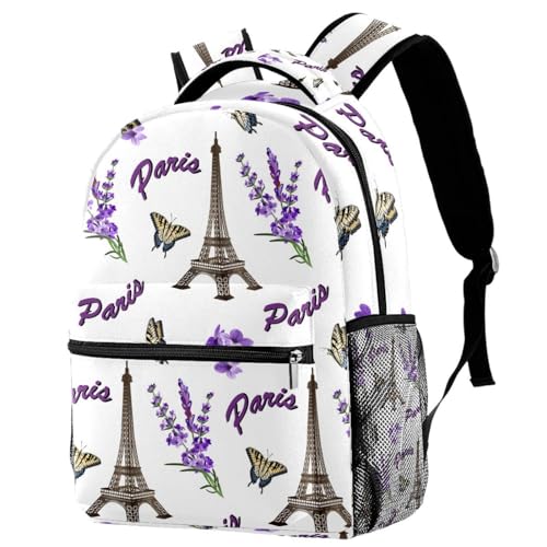 Sac à dos lavande et papillons imprimé multicolore 29x20x40cm