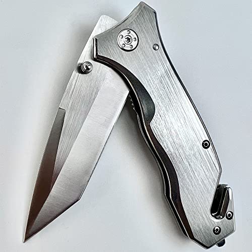 Gajing Edc Sharp Folding Pocket Knife With Liner Lock,Pocket Clip, Glass Breaker,Sealbelt Cutter And Stainless Steel Handle #TOP2