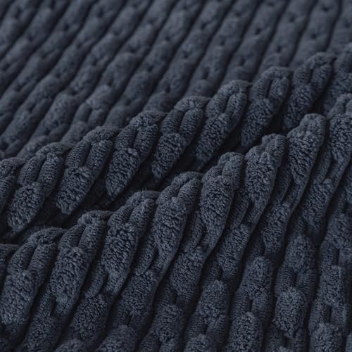 Set of 4 Grey Blue Decorative Throw Pillow Covers 12x20 Inch Corduroy Pillow Covers for Bed Couch Sofa Living Room Soft Cushion Cases