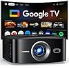 1500 ANSI Official Licensed Google TV Smart Projector, HAPPRUN 4K Full HD Home Theater with Auto Focus, Dolby Sound, Wi-Fi Bluetooth, Built-in Apps, Compatible with Phone & PC, Indoor & Outdoor Use