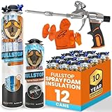 BEEST FullStop Spray Foam Insulation Kit for Walls and Attic - 240 Board ft/sq.ft. Perfect Heat & Acoustic Insulation for Reduced Energy Bills - 12x Spray Foam Can, 1 Cleaner, Pro X Gun & Safety Gear