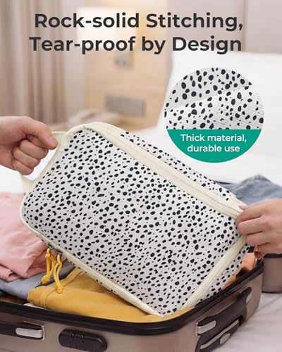 Image of BAGSMART 6 Set Compression Packing Cubes for Travel, Lightweight Luggage Organizer Bags, Durable Space Saver Bags Travel Essentials, Seaside Dots
