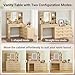 ELYKEN Vanity Dresser with Mirror Lighted for Bedroom, Wood Makeup Vanity Table with Charging Station, Vanity Desk with 6 Storage Shelves, Drawer Dresser Leg Storage