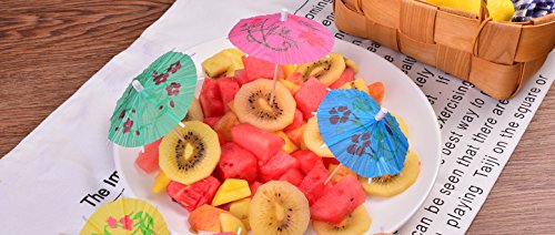 Conjunto de 144 guarda-chuvas havaianos para festas, suprimentos de papel, parasol, palhetas de 4 po