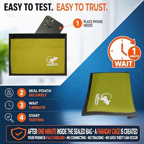 Image of Faraday Bag, Anti-Tracking GPS RFID Car Key Signal Blocker Wallet Shielding Pouch Protective Case for Cell Phone Car Key FOB, Data Privacy, Electronic Device Security (YELLOW - NYLON)
