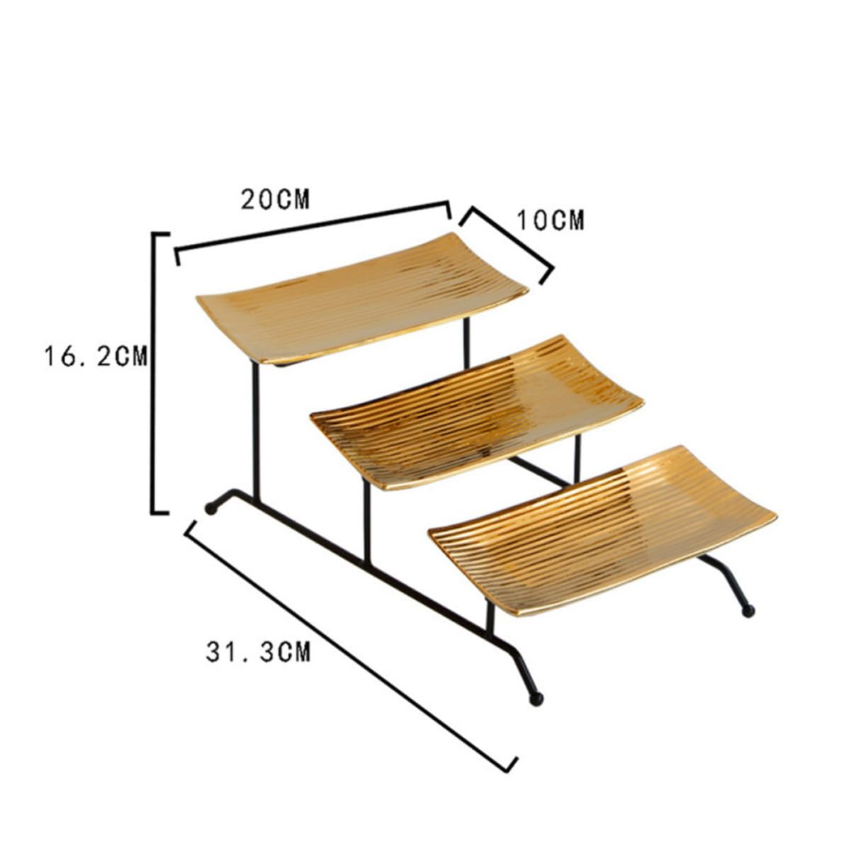 PRETYZOOM Présentoir à Gâteaux Élégant et Moderne 3 Niveaux en Céramique et Fer Détachable Facile à Nettoyer , pour Fête D'anniversaire et Réception